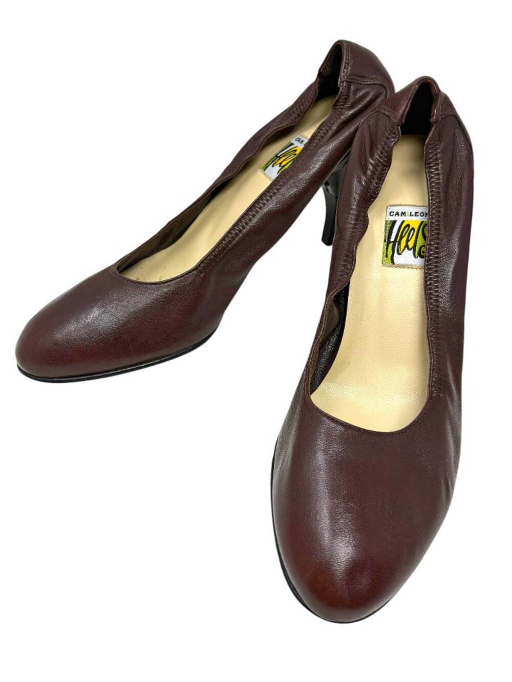 Camileon Heels Chocolate Leather Convertible Pumps Women's Size 9 Made in Italy